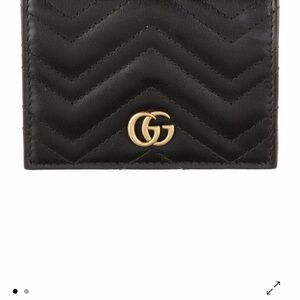 Gucci Black Quilted Leather Card Holder with Gold Double G